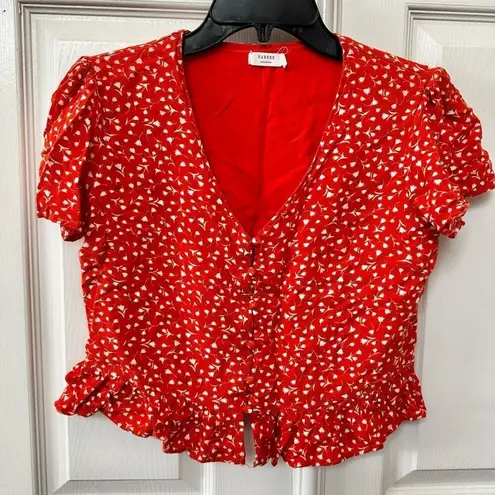 Harper burnt orange floral short sleeved V neck crop top