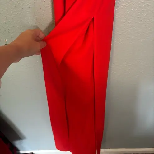 Pretty Little Thing NWT  Red Strappy‎ Back Detail Chiffon Maxi Dress Side Slit 10