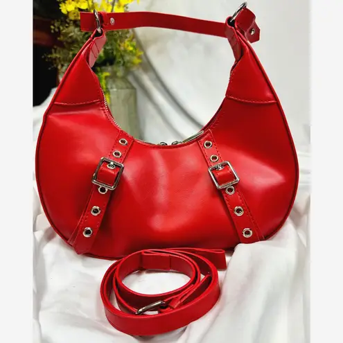 8 Other Reasons Delphine Double Buckle Shoulder bag Red / Silver