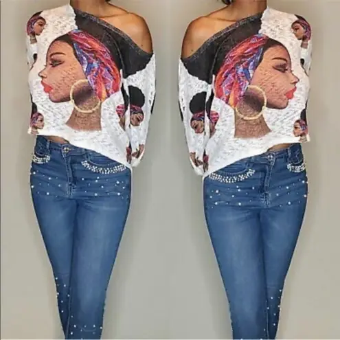 Love j Top Afro Bun Loose Knit Sweater Off-White Size S NWT