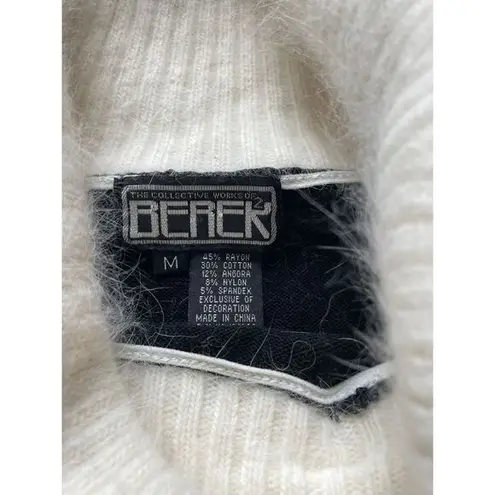 Berek Black & White Cowl Neck Sweater Contrast Color Block Knit Top Size M Size M