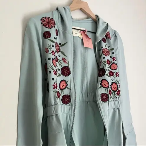 Evy’s Tree NWT Women’s Anne-Marie Embroidered Hoodie in Dusty Blue Size Small