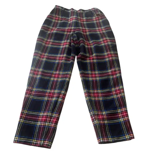 Eagles Eye Tartan Plaid wool Trousers Size 12/14 Christmas holiday lined Red