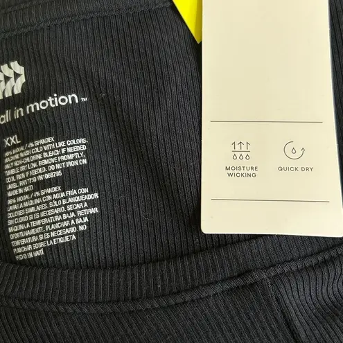 All In Motion NEW Ribbed Twist Front T-Shirt XXL long sleeve black