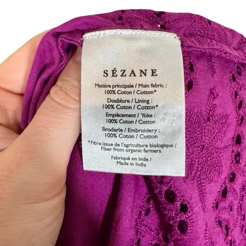 Sézane Sezane Elsa Blouse Eyelet Embroidered Ruffled Openwork in Purple Violet sz36/US4