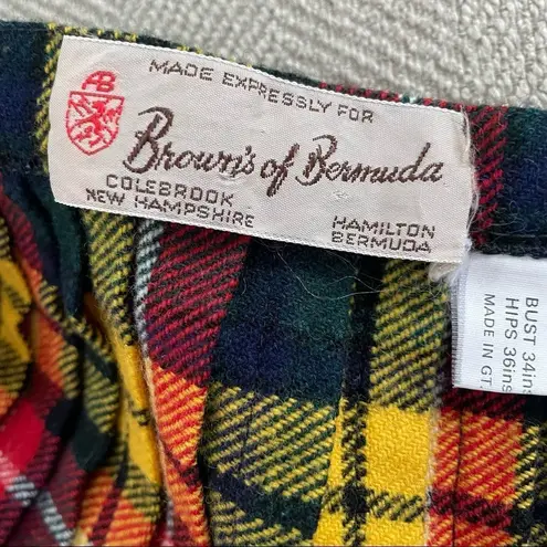 Bermuda Vintage Browns of  Wool Plaid Wrap Pleat Mini Skirt Buckle S