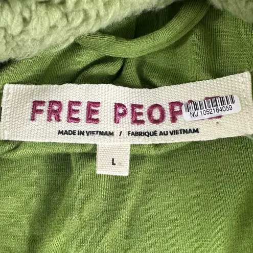Free People  Large Fur Joplin Cozy Jacket Sweet Pistachio Chunky Teddy Oversized