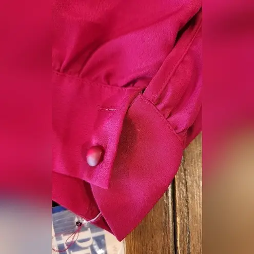 Pendleton classic chiffon style pleated maroonlong sleeve button down blouse 14