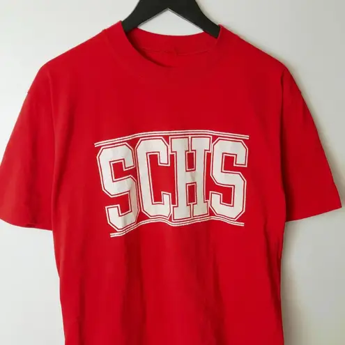 90s Vintage SCHS T Shirt Single Stitch High School Graphic Tee Red Large L Logo