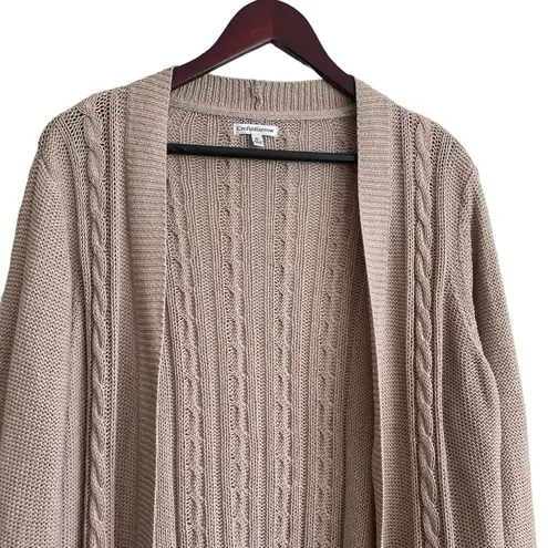 Croft & Barrow  Open Cardigan Women Sweater XL Tan Crochet Open Knit Neutral