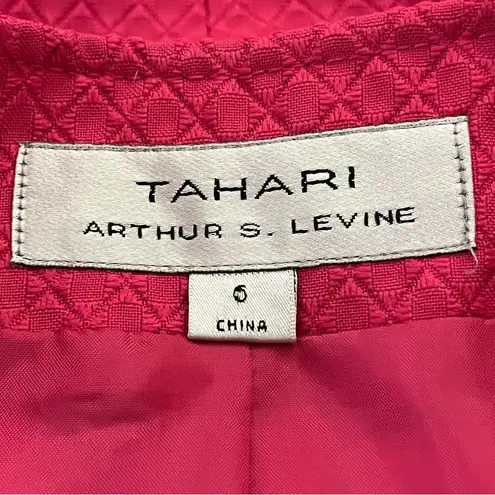 Tahari Arthur S. Levine Textured Cropped Blazer Lined Hot Pink 6
