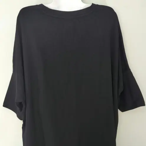 City Chic NWT  Black Oversize Longline 3/4 Sleeves Relaxed Crew Neck Top Size 18