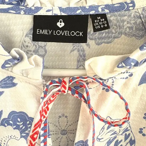 Like New Anthropologie Emily Lovelock Emma Top Medium Floral Elephant Palm Tree
