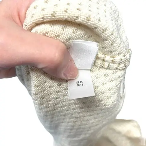 St. John Cream Ivory Stripe Knit Zip Front Sweater Jacket Size XL **Flawed