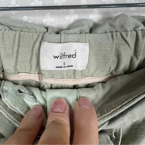 Wilfred Light Green Linen Tie Waist Shorts