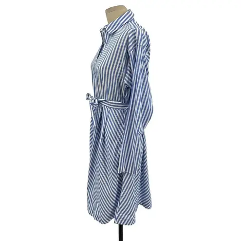 Brooks Brothers Red Fleece Blue White Striped Long Sleeve Shirtdress Size 2
