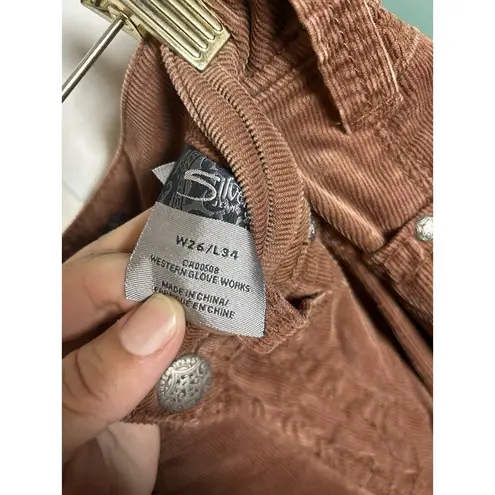 Silver Jeans Suki Military Surplus Skinny Corduroy Flare Pants Brown 26 X 34 Purple