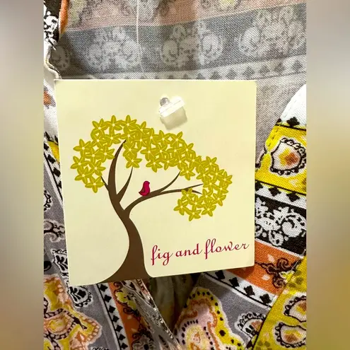 ANTHROPOLOGIE FIG & FLOWER blouse size Medium 100% rayon New Yellow