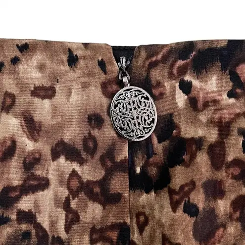 Elie Tahari for 5F Bergdorf Goodman Silk Leopard Print Pencil Skirt Size 2