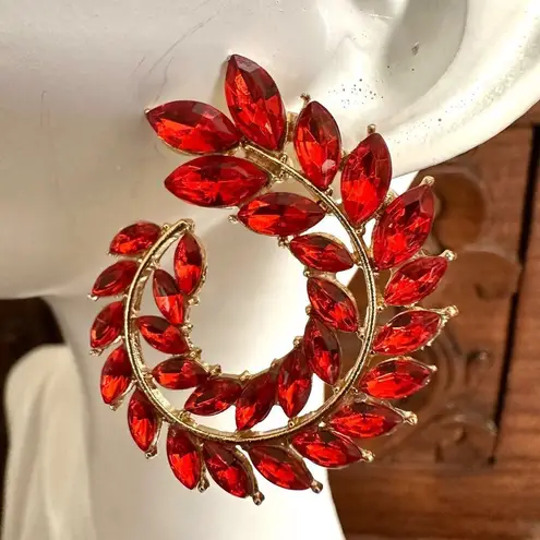 Betsey Johnson  red rhinestone swirl post earrings