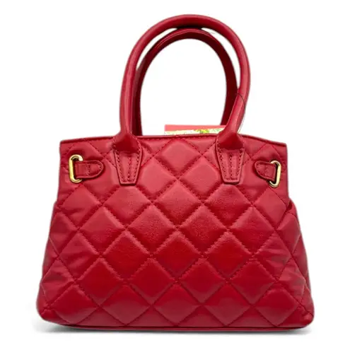 Badgley Mischka Mini Crossbody Tote Red Quilted Padlock New With Tags