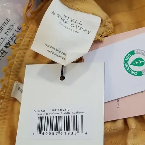 💕SPELL & THE GYPSY💕 Lana Organic Cotton Bralette Sunflower Yellow XXS NWT