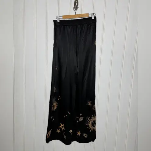 Johnny Was Estrella Black and Gold Wide-Leg Cargo Pants Sz Small