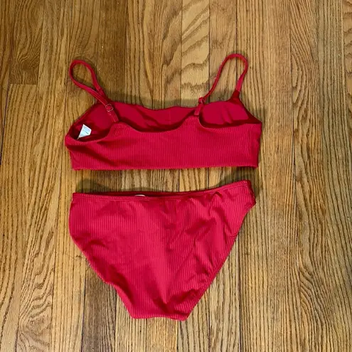 ANDIE x Mindy Bikini Set Maui Top Rib Swimsuit Flame Red size small NWT