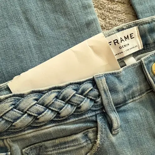 Frame Mid-Rise Cropped Bootcut Jeans in Fountain, Size 26