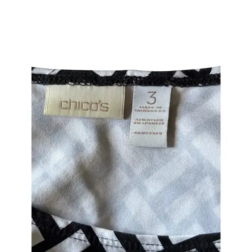 Chico's  Black‎ and White Geometric Tank Top - Size 3 (XL)