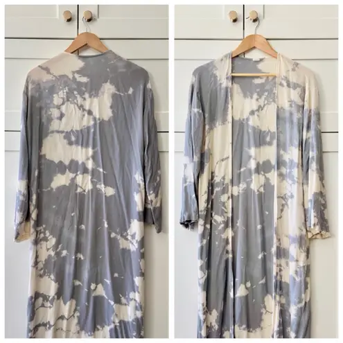 Surf Gypsy Cloudy Tie-Dye (Bleach Dyed) Open Front Resort Cover-Up Duster, sz. S