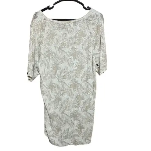 ZARA  Beige Tan Palm Leaf Print Short Sleeve Shirt‎ Size Large