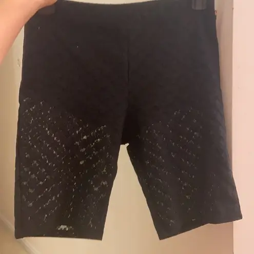 Open Edit black lacy biker shorts. S