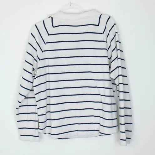 J.Crew  Womens Striped Pullover Top Button Collar Size XL Long Sleeve Nautical - Image 6