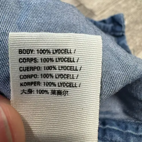 Free People  We The Free Short Sleeve Oversized Denim Look Top A41