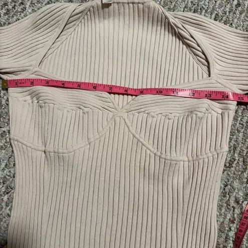 Jonathan Simkhai Sammy Bustier Rib Knit Top Champagne