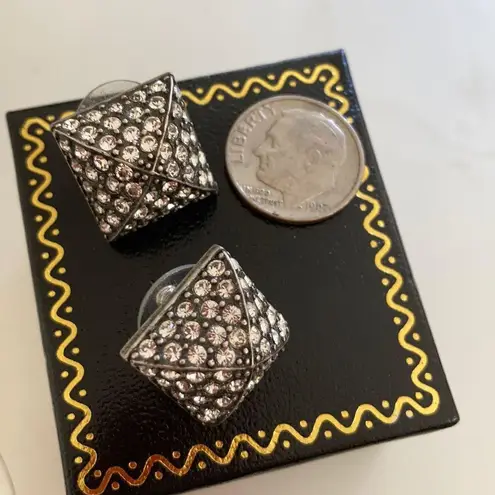 CC Skye Pavé Faux Diamond Pyramid Stud Earrings Silver