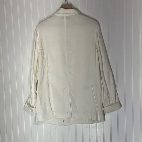 Per Se by Carlisle Ivory Linen Blend Blazer Size 14 Single Button Notch Collar