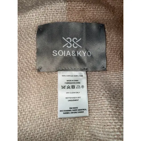 SOIA & KYO Women's Pink Beige Plaid Fringe Poncho Wrap Scarf