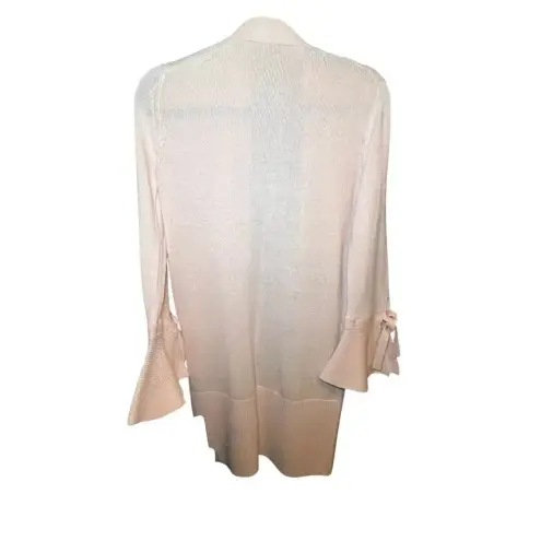 Ann Taylor  LOFT Pink‎ Silk Blend Cardigan Small Open Front Bell Sleeve Wrist Tie