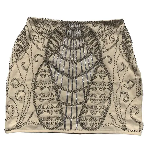 Endless Rose • beaded mini skirt cream and silver small