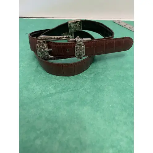 Ladies reversible belt western style embellished silver medal Large