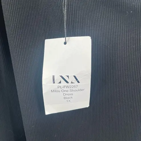 LNA CLOTHING Dress Size 1X Plus Size Milou One Shoulder Ribbed Black Curvy NWT