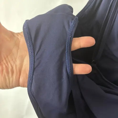 Andie Swim Sardinia One Piece Large Navy Blue Swimsuit V Neck Low Back