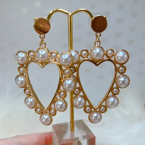 Nordstrom gold pearl heart earrings