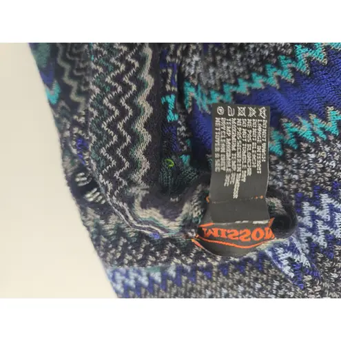 Missoni Zigzag Wool Blend Poncho Cape Blue Green Grey Fringe Italy Womens OS