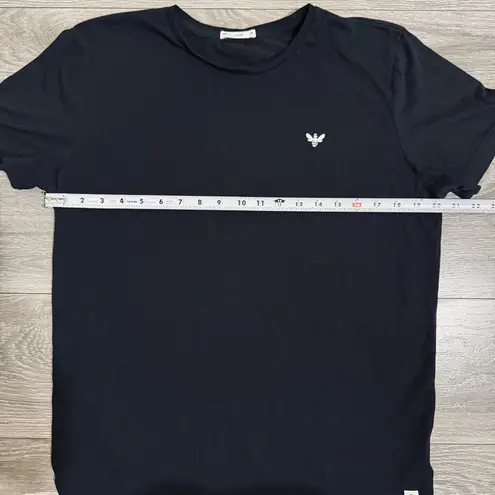 Marine layer Women Black Embroidered Bee Crew Neck Short Sleeve T-Shirt Sz M