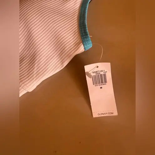 Old Navy  High Waisted Swim Set top M button L white and blue  summer