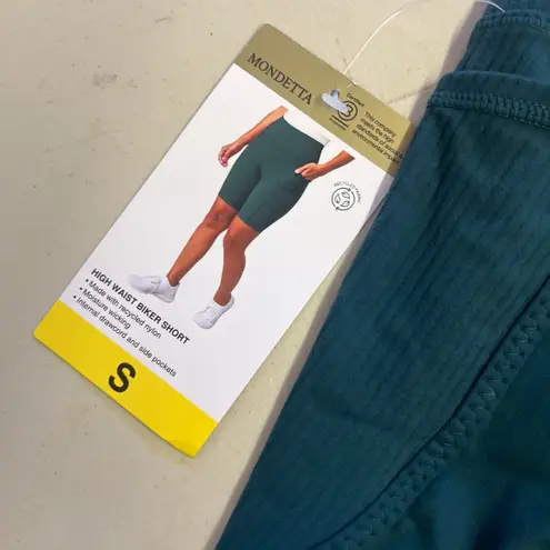 Mondetta NWT Teal Athletic Workout Highwaisted Biker Shorts Pocket Women's S