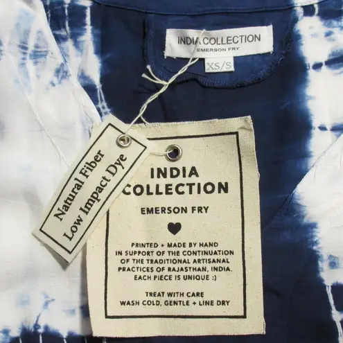 NWT Emerson Fry India Collection Tie Dye Caftan in Indigo White Maxi Dress XS/S Blue Size undefined
